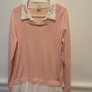 Pastel Pink XL Sweater with White Collar